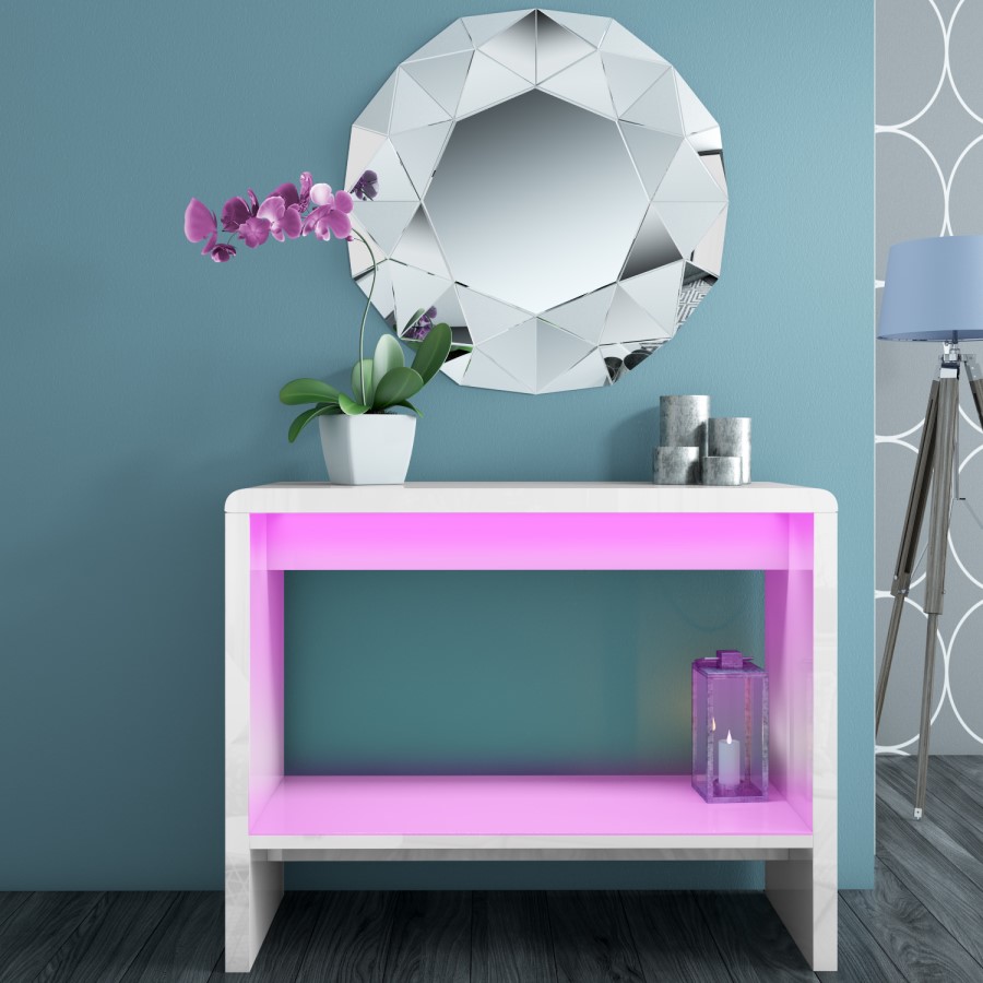 GRADE A1 - Tiffany White High Gloss LED Console Table