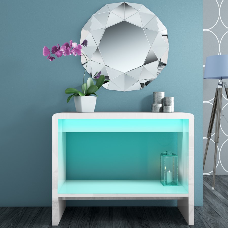 GRADE A1 - Tiffany White High Gloss LED Console Table