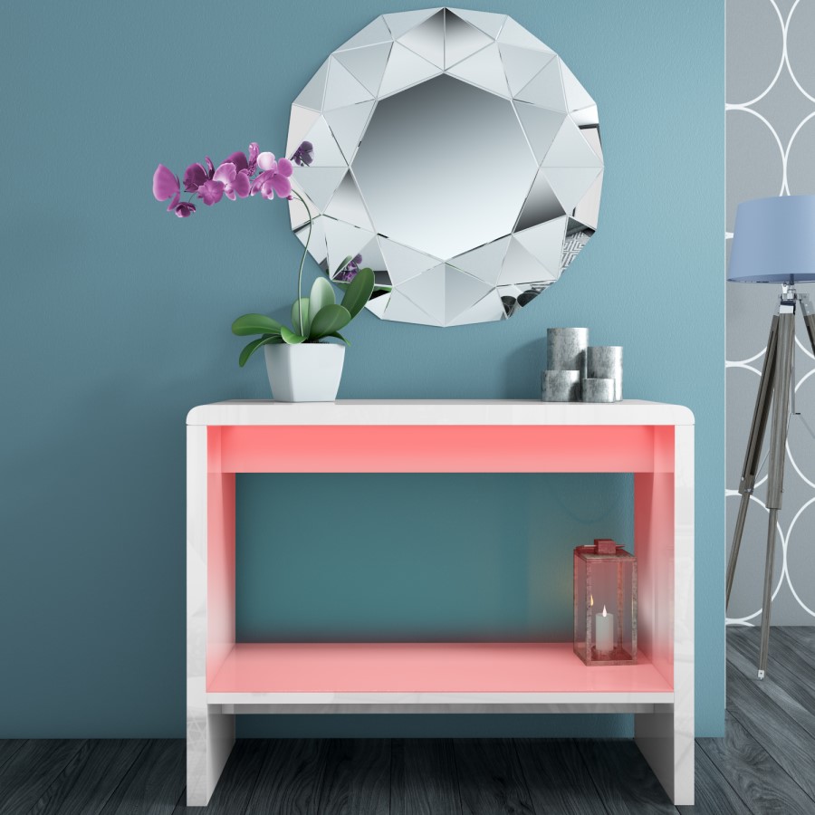 GRADE A1 - Tiffany White High Gloss LED Console Table