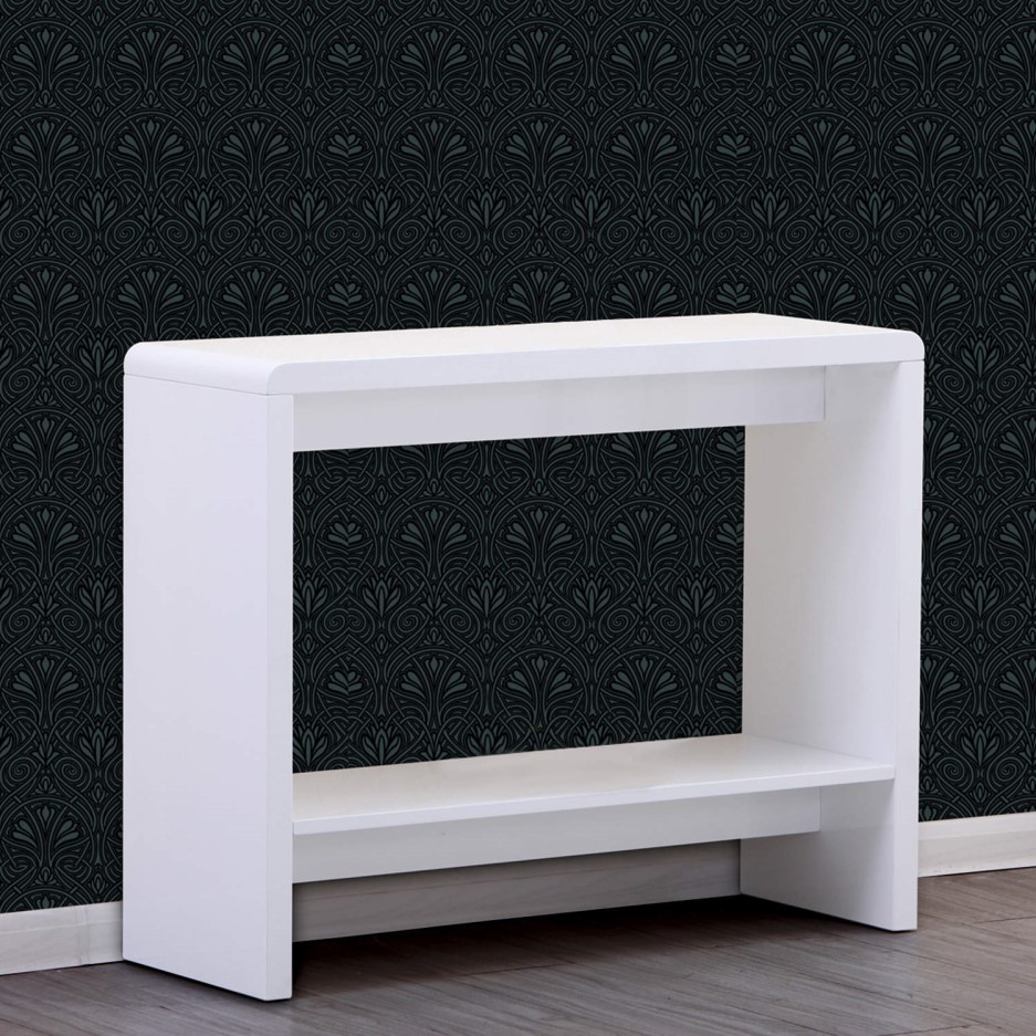 Tiffany White High Gloss LED Console Table Furniture123