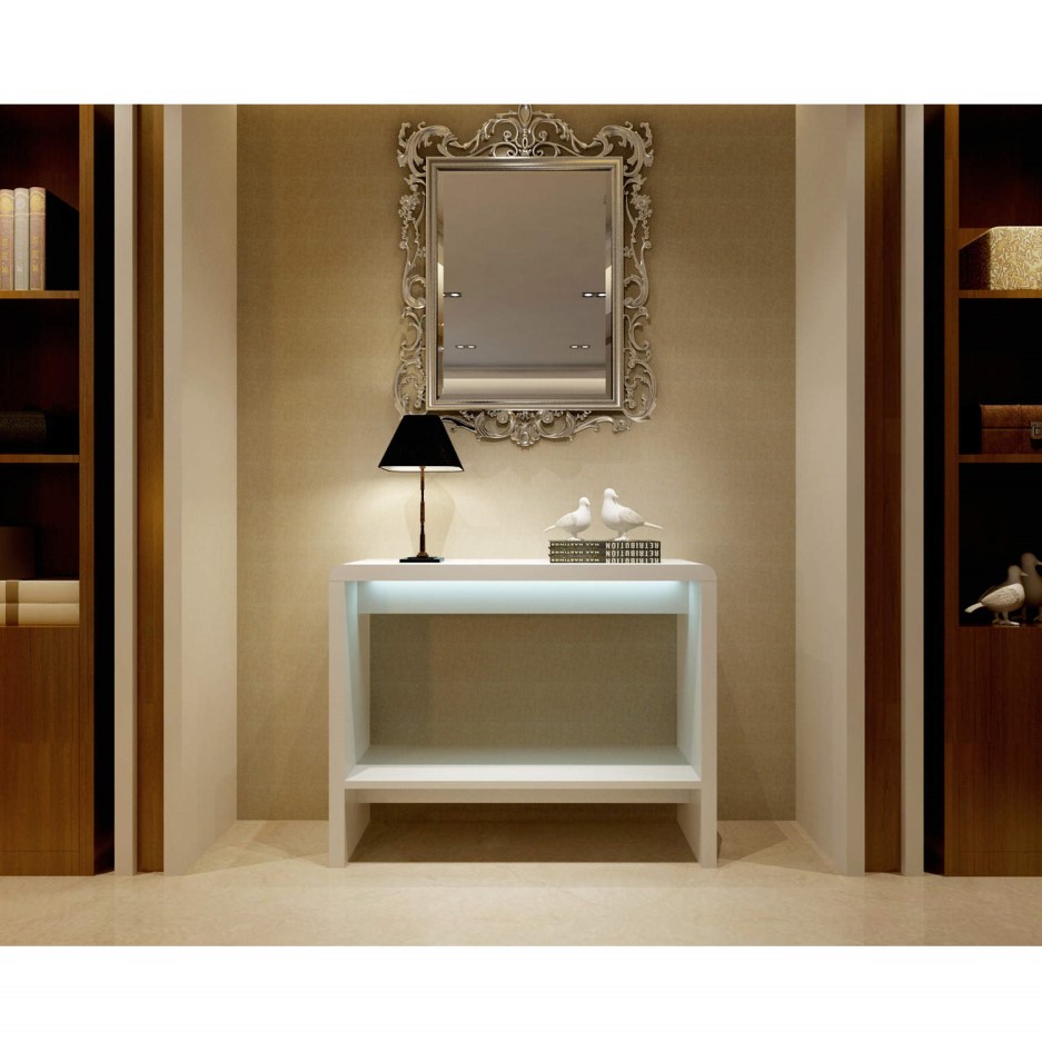 Tiffany White High Gloss LED Console Table Furniture123