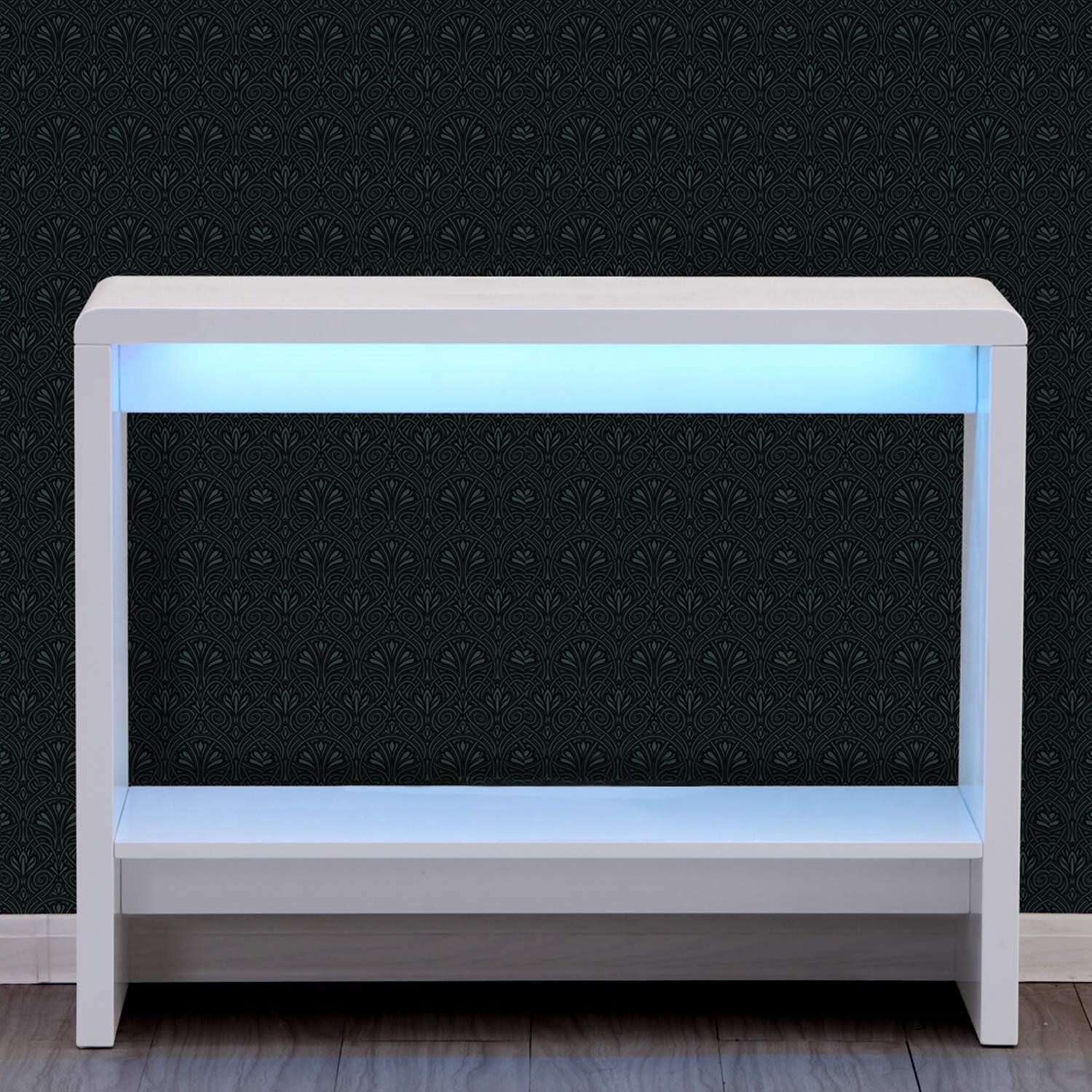 High Gloss White Console Table With Led, Console Table With Led Lights