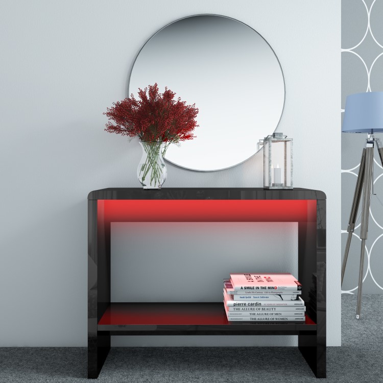 High Gloss Black Console Table with LED Lighting - Tiffany Range