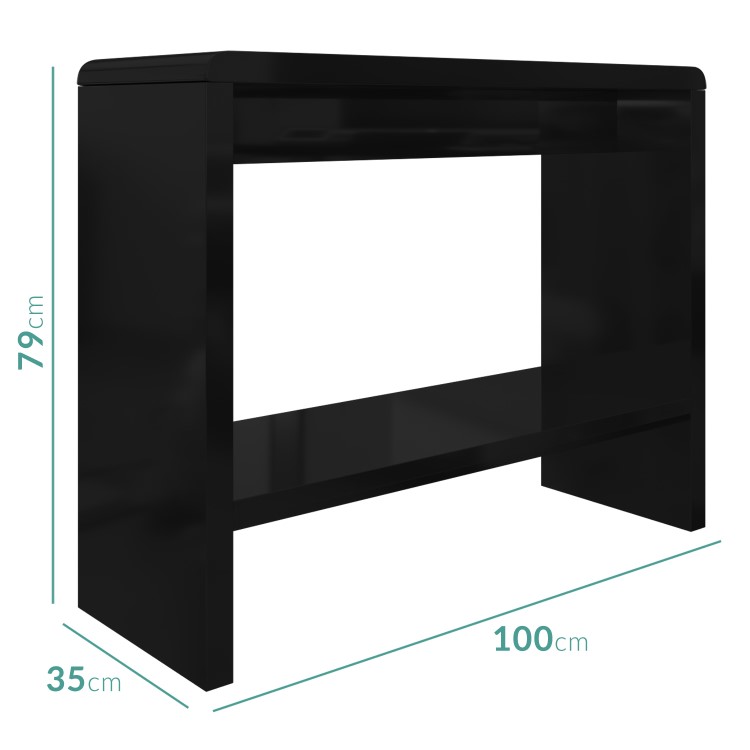 High Gloss Black Console Table with LED Lighting - Tiffany Range