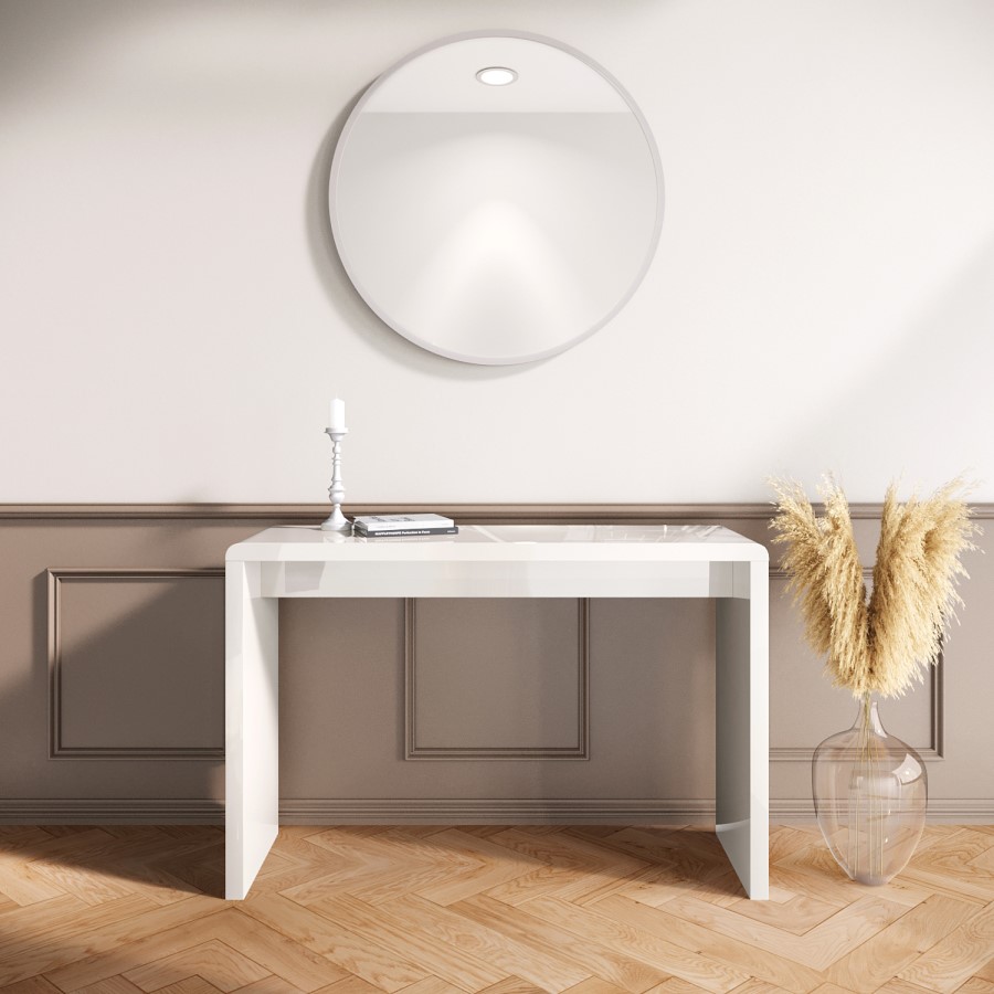 Large White High Gloss Console Table - Tiffany