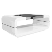 Gloss White Curved Coffee Table with Black Glass Top - Tiffany Gloss White Curved Coffee Table with Black Glass Top - Tiffany