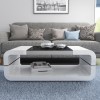 GRADE A2 - Gloss White Curved Coffee Table with Black Glass Top - Tiffany