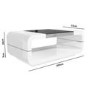 Gloss White Curved Coffee Table with Black Glass Top - Tiffany