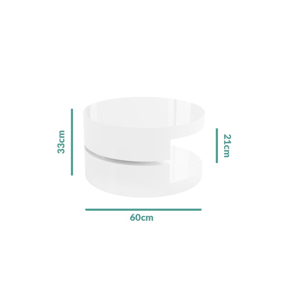 High Gloss White Coffee Table with Rotating Top - Tiffany Range