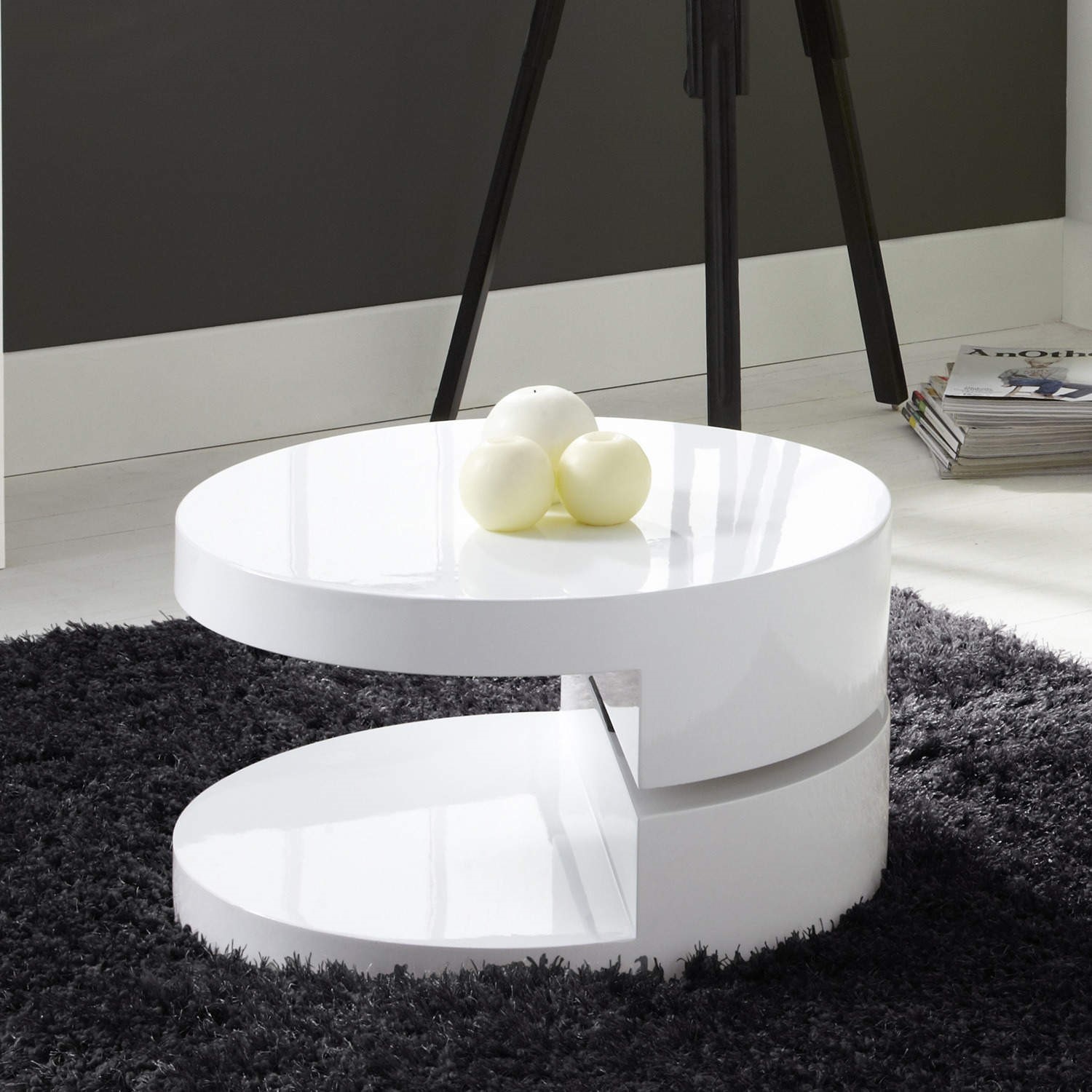 Grade A1 Tiffany High Gloss White Round Rotating Top Coffee Table Furniture123 Grade A1 Tiffany High Gloss White Round Rotating Top Coffee Table Furniture123