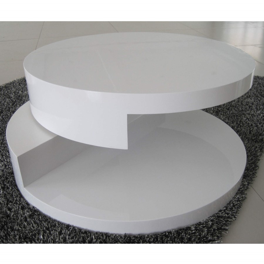 GRADE A1 - High Gloss White Coffee Table with Rotating Top - Tiffany Range