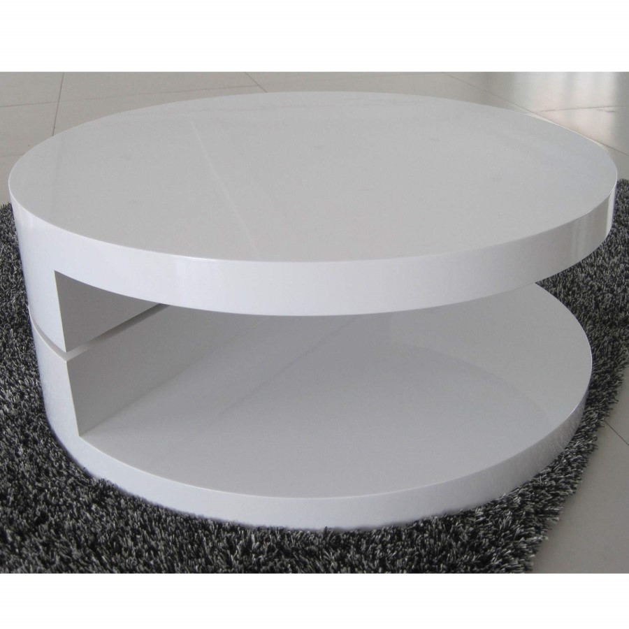 GRADE A1 - High Gloss White Coffee Table with Rotating Top - Tiffany Range
