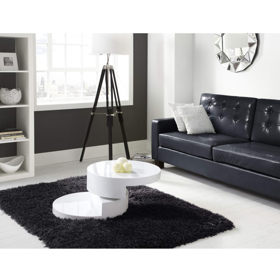 GRADE A1 - High Gloss White Coffee Table with Rotating Top - Tiffany Range