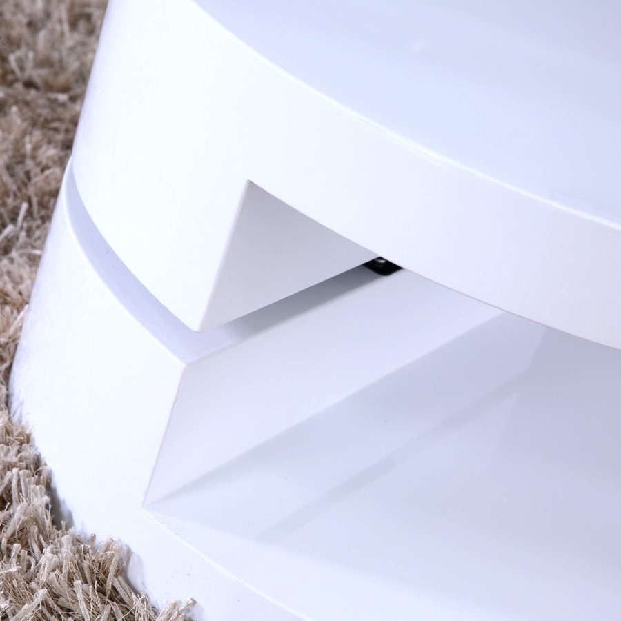 GRADE A1 - High Gloss White Coffee Table with Rotating Top - Tiffany Range