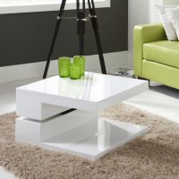 GRADE A2 - Tiffany White High Gloss Square Rotating Top Coffee Table