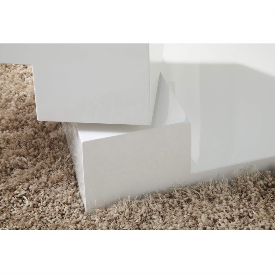 Tiffany White High Gloss Square Rotating Top Coffee Table