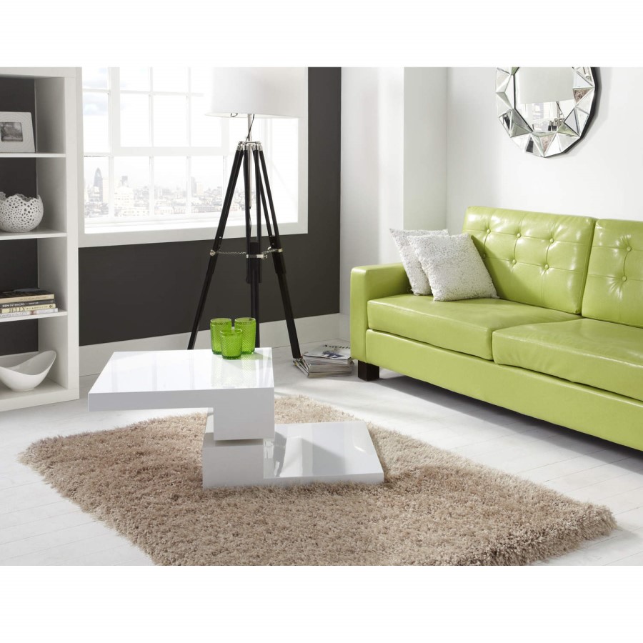 Tiffany White High Gloss Square Rotating Top Coffee Table