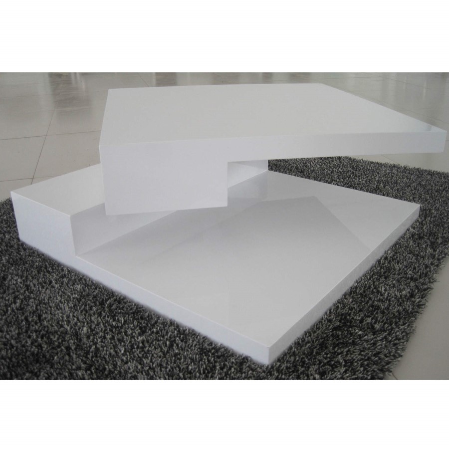 Tiffany White High Gloss Square Rotating Top Coffee Table