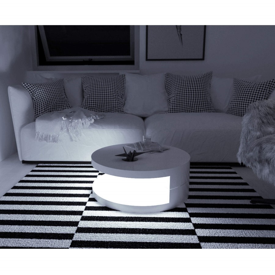 GRADE A1 - High Gloss Round White Coffee Table - Tiffany Range