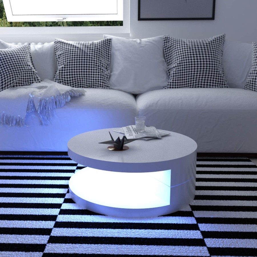 GRADE A1 - High Gloss Round White Coffee Table - Tiffany Range