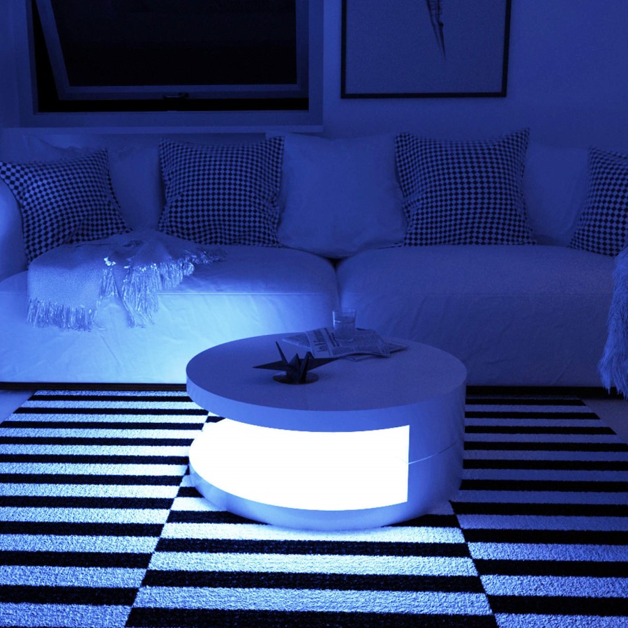 GRADE A1 - High Gloss Round White Coffee Table - Tiffany Range