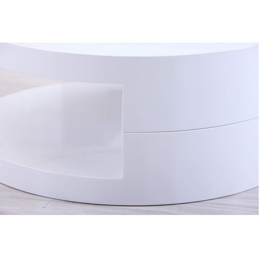 High Gloss Round White Coffee Table - Tiffany Range