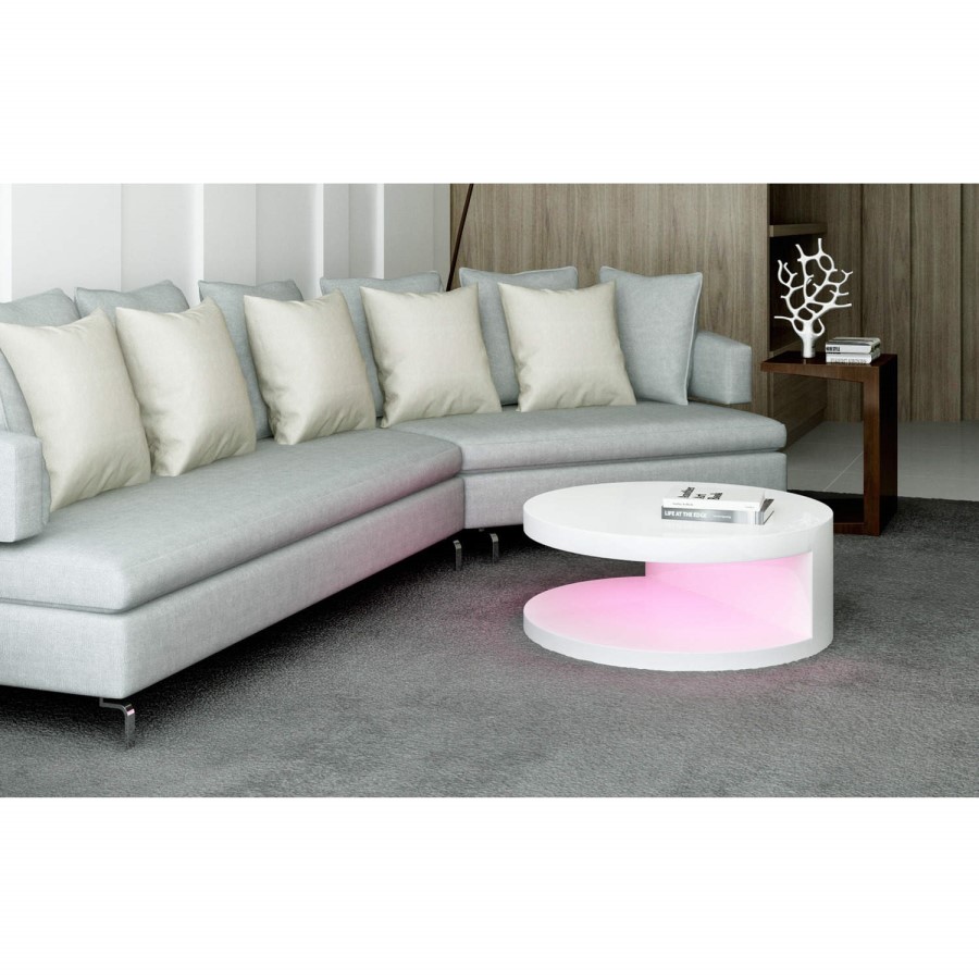 GRADE A1 - High Gloss Round White Coffee Table - Tiffany Range