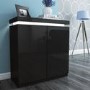 High Gloss Black Storage Sideboard with LED Lighting - Tiffany Range