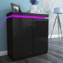 High Gloss Black Storage Sideboard with LED Lighting - Tiffany Range