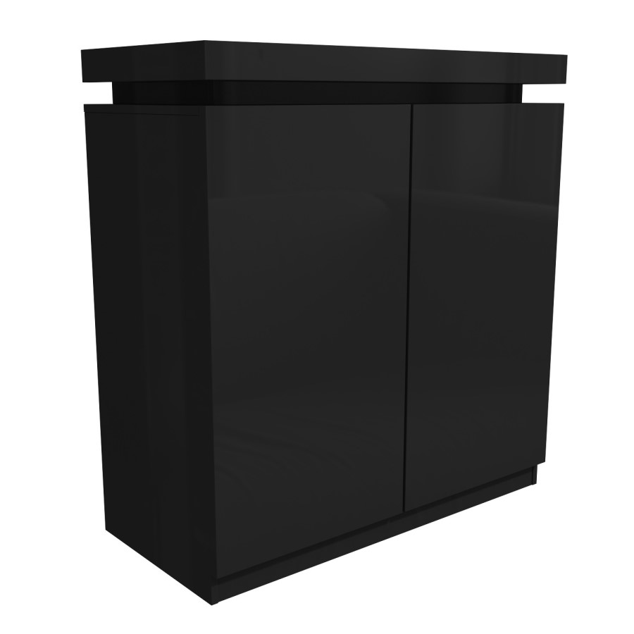 Black Gloss Shoe Cabinet with LED - 24 Pairs