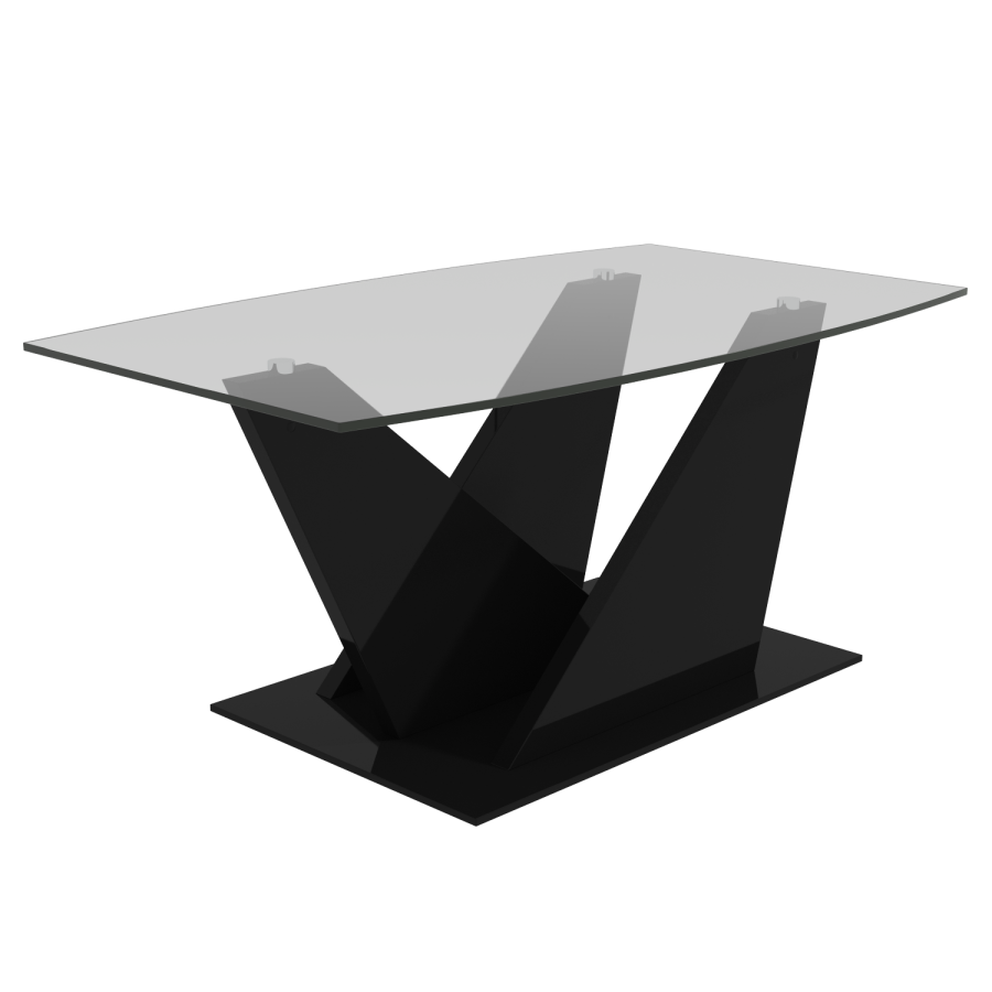 Glass Top Coffee Table with Black Gloss Base - Tiffany