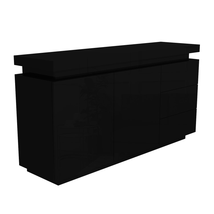 Black High Gloss Sideboard with LED Lights - Vivienne