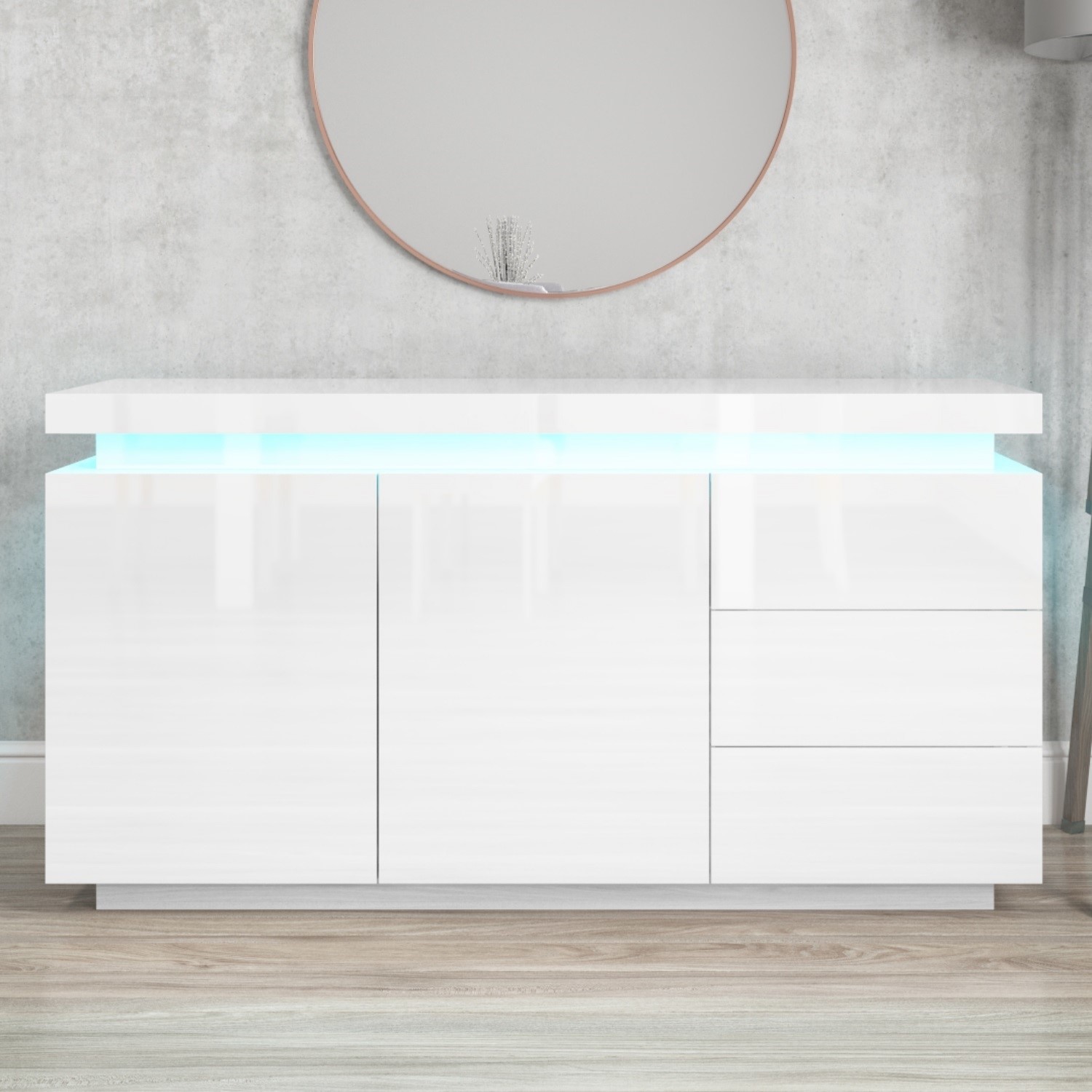 GRADE A2 Vivienne White High Gloss Sideboard With LED Lighting grade-a2-vivienne-white-high-gloss-sideboard-with-led-lighting
