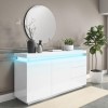 GRADE A1 - Large White Gloss Sideboard with LEDs - Vivienne