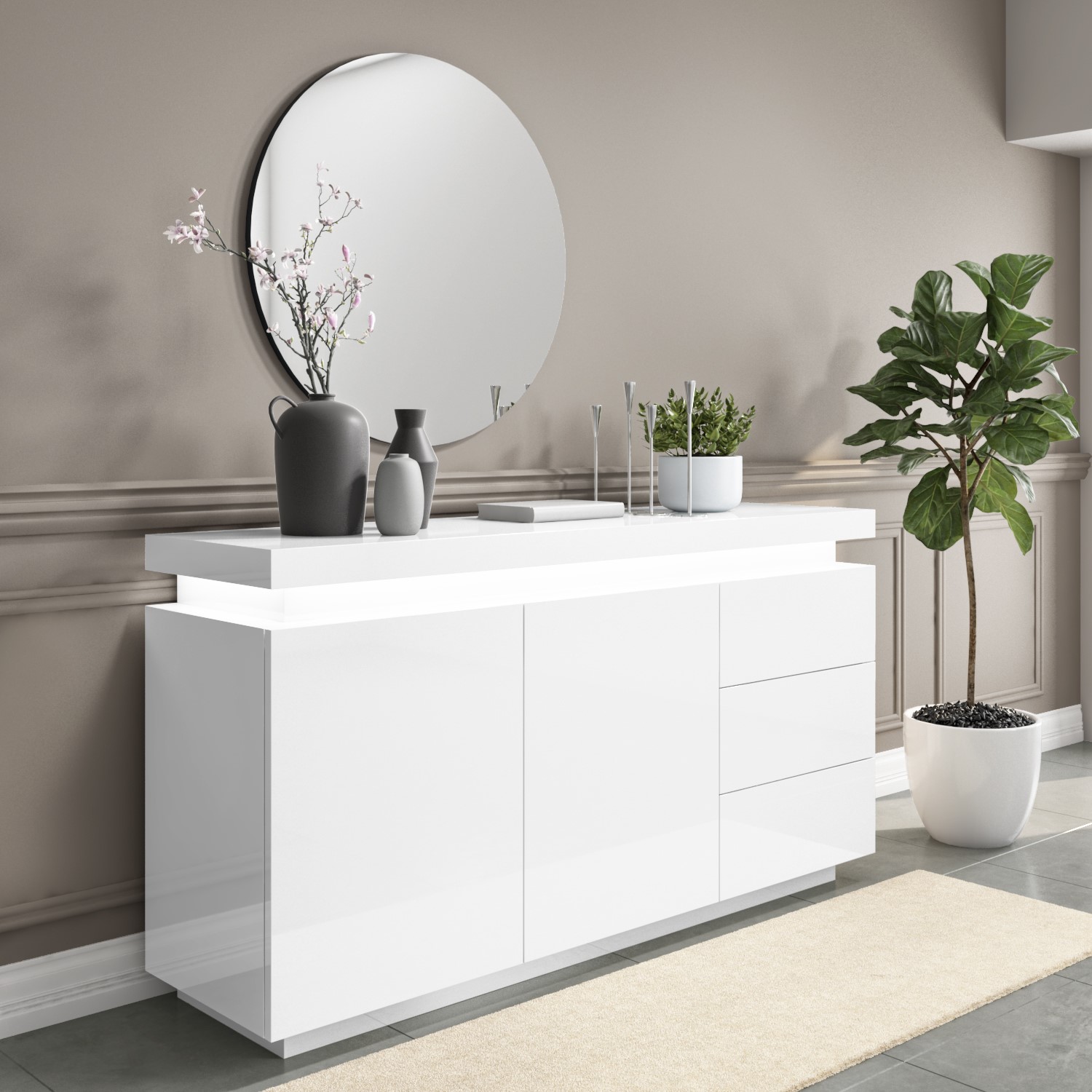 Large White Gloss Sideboard With LEDs Vivienne Furniture123 large-white-gloss-sideboard-with-leds-vivienne-furniture123