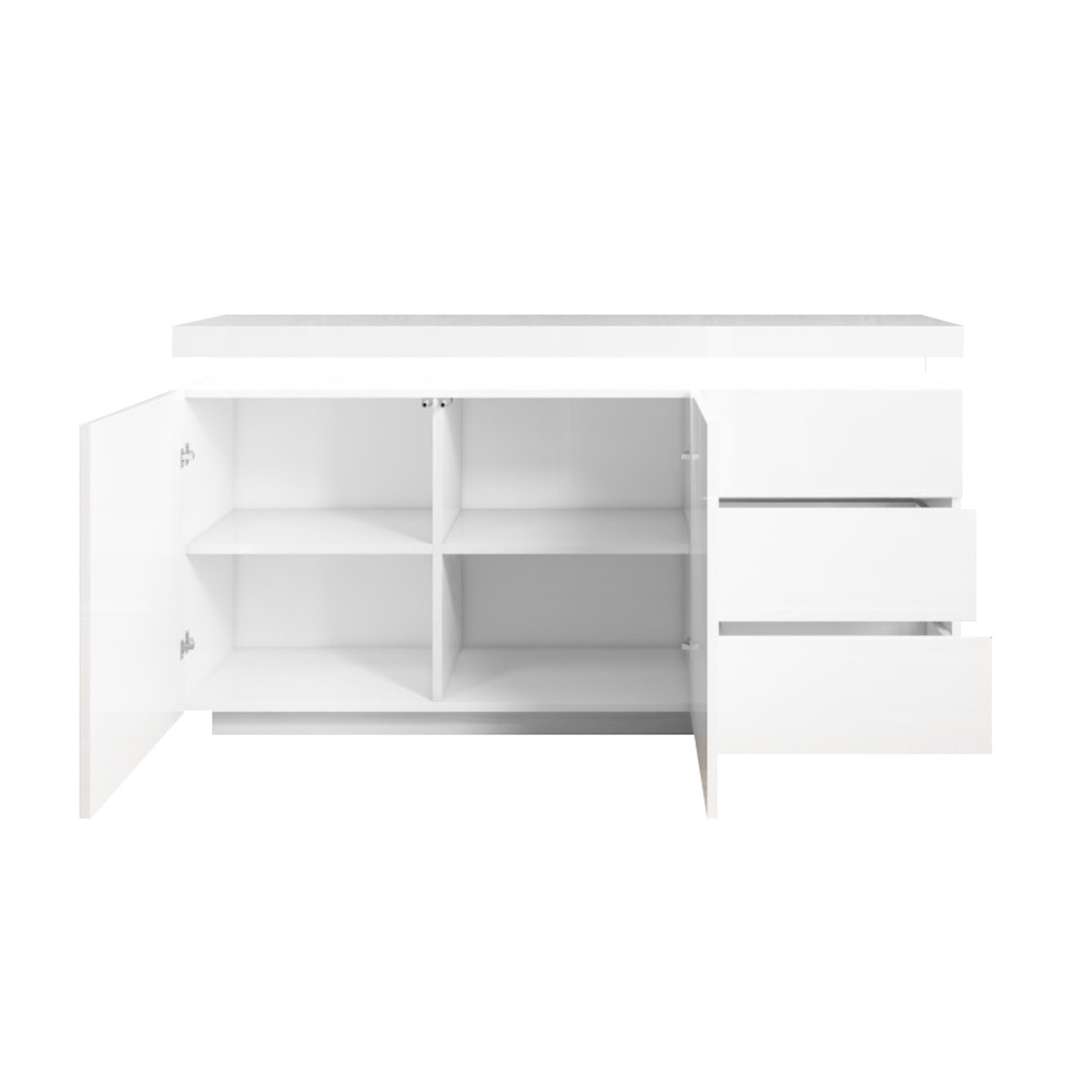 Large White Gloss Sideboard with LEDs - Vivienne - Furniture123