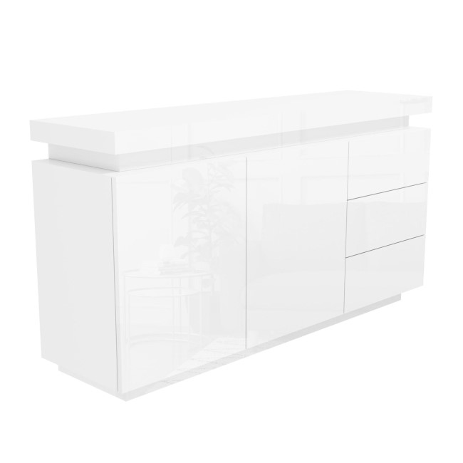 Large White Gloss Sideboard with LEDs - Vivienne