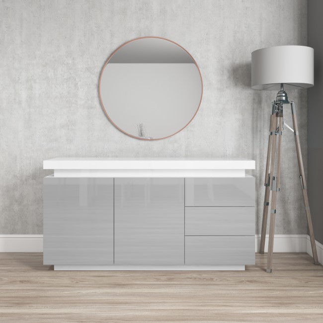 GRADE A1 - Vivienne Grey High Gloss Sideboard with LED Lights