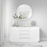 Evoque White High Gloss Sideboard with Glass Top