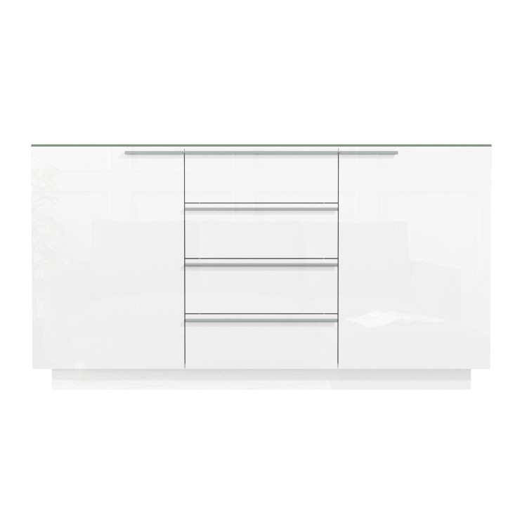 Evoque White High Gloss Sideboard with Glass Top