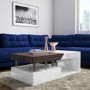 White Gloss & Walnut Coffee Table with Storage - Harlow
