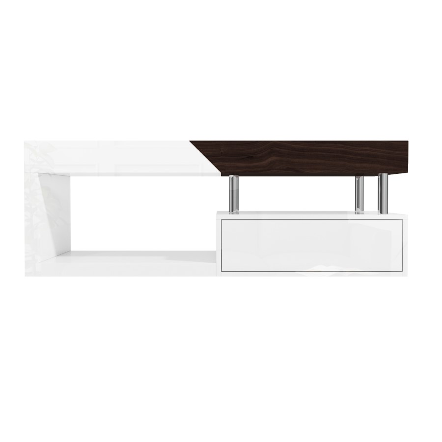 White Gloss & Walnut Coffee Table with Storage - Harlow