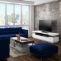 White Gloss & Walnut Coffee Table with Storage - Harlow