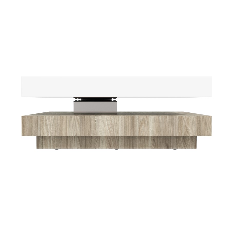Square Coffee Table in White High Gloss & Light Wood Effect - Tiffany