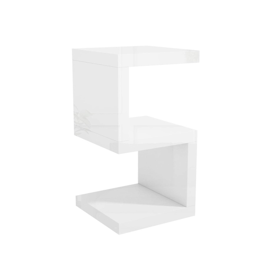 Artemis White High Gloss Geometric Side Table