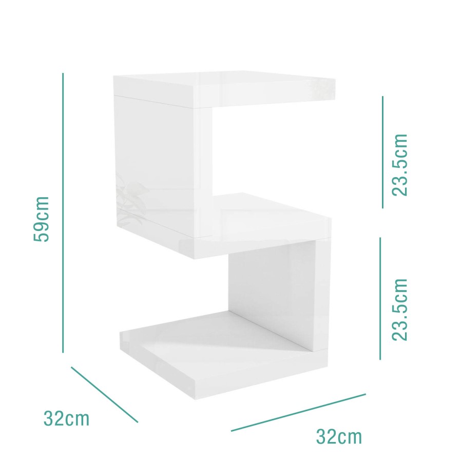 Artemis White High Gloss Geometric Side Table