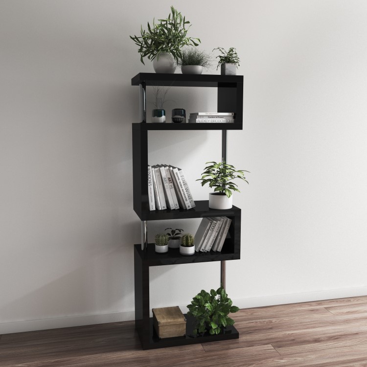 Artemis Black High Gloss Shelving Bookcase