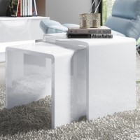 Set of 2 Nest of Tables in White High Gloss - Tiffany Set of 2 Nest of Tables in White High Gloss - Tiffany