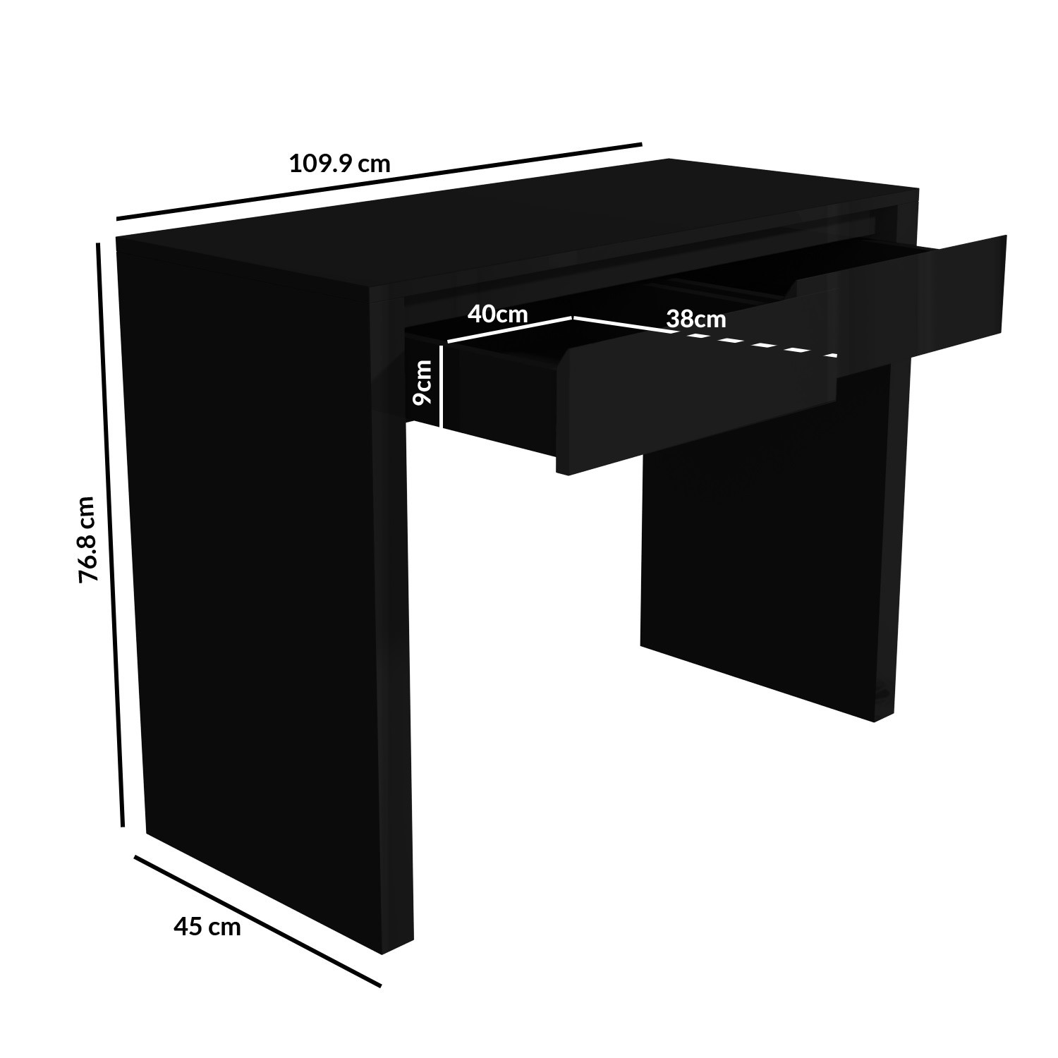 Black High Gloss Console Table With Drawers Led Tiffany