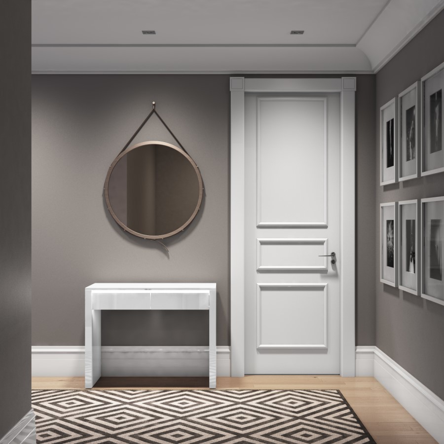 White Gloss Console Table with Drawers and LED Lights  -Tiffany